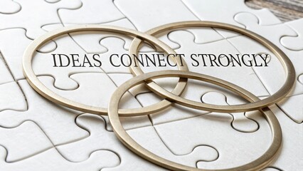 Ideas Intersect on Puzzle Pieces with Overlapping Rings and Text