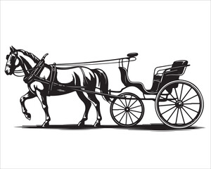 Antique vector of horse and carriage for historical or fairytale concepts.