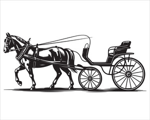 Vintage royal coach with horse vector design for traditional artwork.