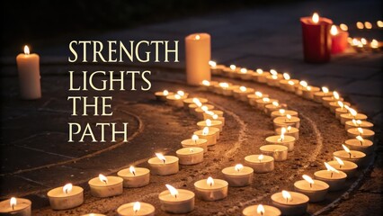 Illuminated Pathway with Candles Symbolizing Strength and Hope