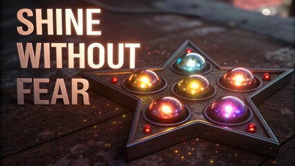 Illuminated Star with Inspiring Text in a Mystical Setting