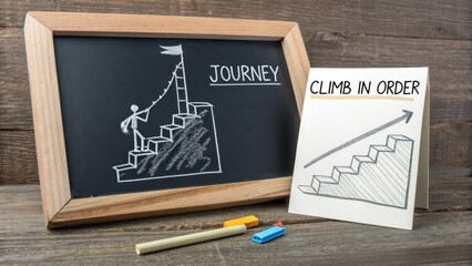 Illustration of Personal Growth Journey with Chalkboard and Sketches