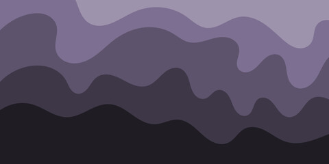 Abstract vector illustration of a misty mountain landscape at sunset with fog and hills. Abstract background.