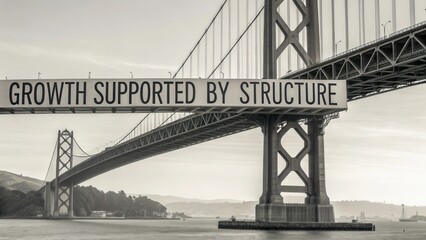 Fototapeta premium Growth Supported by Structure on Bridge in Black and White Photography