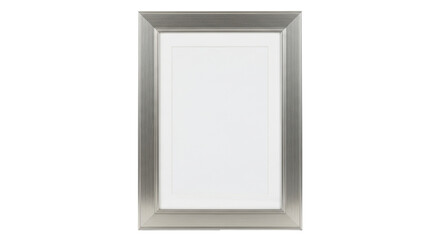 Isolated blank silver picture frame on a clean backdrop, studio shot for art display