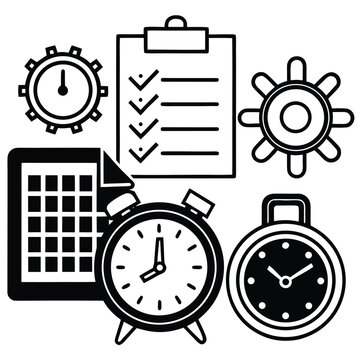 productivity icons  alarm clock  task list  calend.eps
