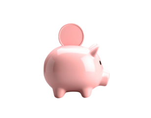 pink piggy bank isolated on transparent background, png
