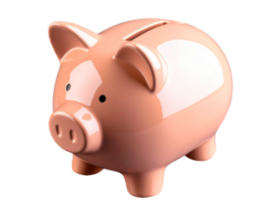 pink piggy bank isolated on transparent background, png