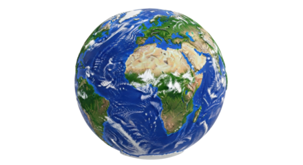 Isolated earth globe with continents Africa Europe Asia and oceans for presentations