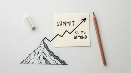 Inspirational Concept of Summit and Growth with Mountain Illustration