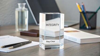 Inspirational Crystal Award on a Desk with Office Background