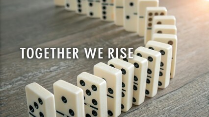 Inspirational Domino Effect with Together We Rise Text Overlay
