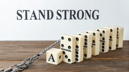 Inspirational Domino Arrangement with Message to Stand Strong