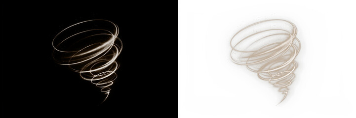 Abstract swirling tornado illustration with dynamic lines and contrasting backgrounds, showcasing movement and energy, perfect for creative design and visual storytelling