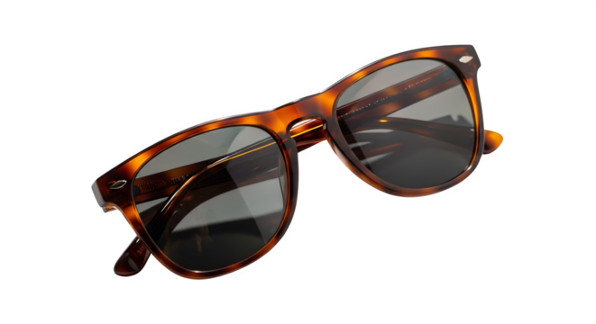 Classic sunglasses isolated on transparent background, a timeless fashion statement piece