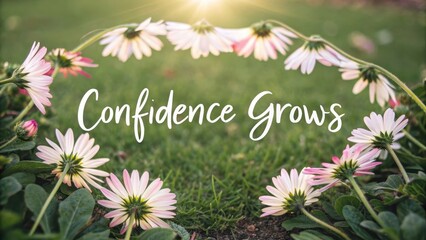 Inspirational Floral Arrangement with Text on Growth and Confidence