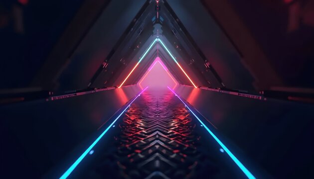 Laser Energy Streams Cutting Through Futuristic Geometry