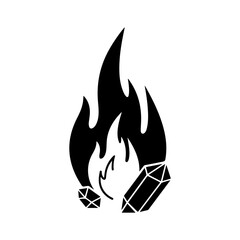 Abstract Black Fire Flames with Geometric Crystal Elements