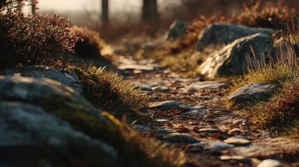 Obraz premium Stroll through nature’s calm paths, letting fresh air and gentle sights quiet your mind and bring a sense of peace to both body and spirit. 