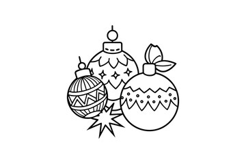 Obraz premium Festive christmas ornaments in a simple black and white silhouette