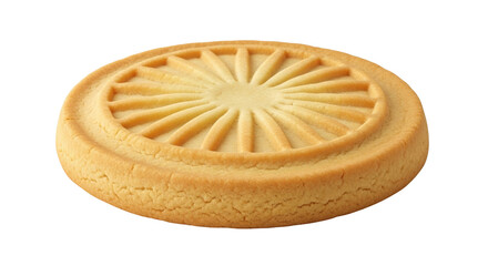 Isolated Wheel cookie, shortbread biscuit with fluted pattern on top, golden brown, classic treat