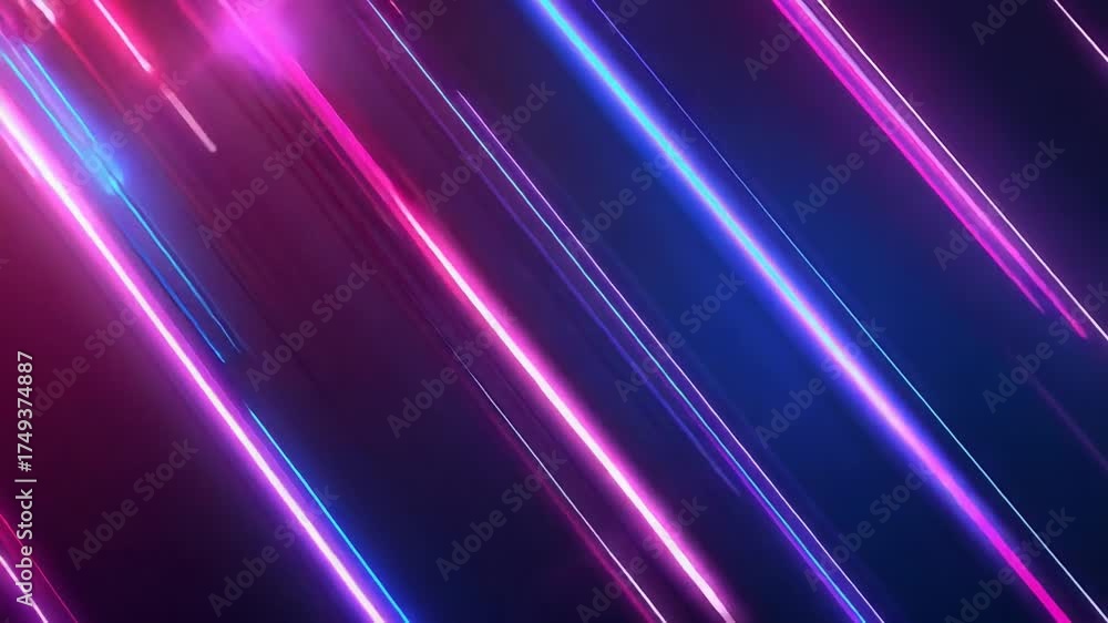 Poster pink neon glowing lines moving creating speed effect