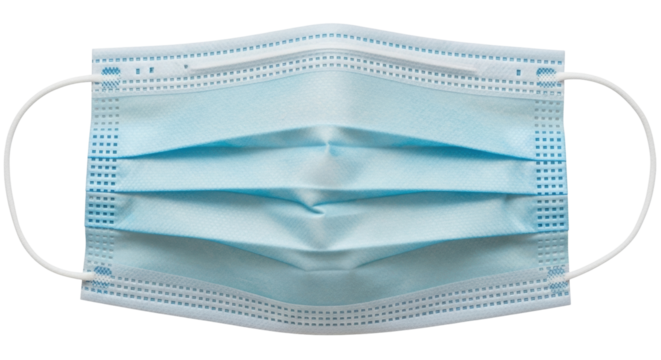 Isolated blue medical face mask for protection against viruses, illness, and bacteria - Powered by Adobe