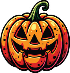 Smiling jack o lantern pumpkin glowing brightly for spooky halloween celebration night