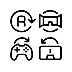 Outline game icons for user interface design