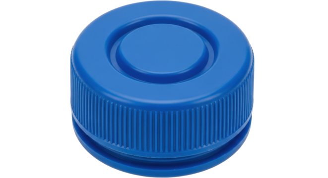 Isolated blue plastic bottle cap ready for a beverage, reusable and recyclable product
