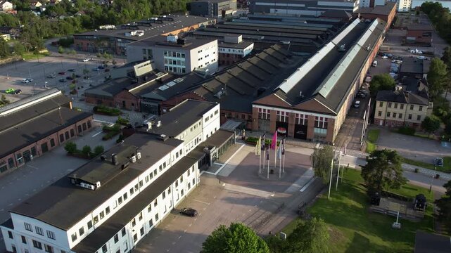 Aerial view of Innovatum Science Center and Saab museum in Trollh&auml;ttan, Sweden