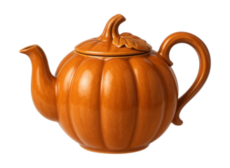 A pumpkin-shaped teapot, ideal for autumn gatherings and seasonal home decor.
