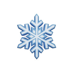 3d icon of a stylized blue snowflake isolated on transparent background