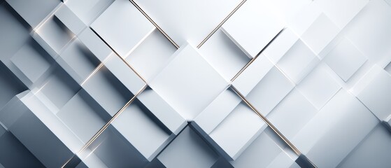 Abstract 3D White Metal Geometric Pattern Background with Light and Shadow Effects for Modern Design Use