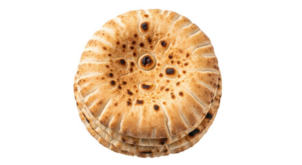 Isolated flatbread stack, tandoor bread, naan for Middle Eastern Mediterranean cuisine