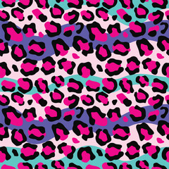 Animal Skin Pattern leopard, on abstract seamless wavy pattern background	
