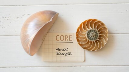 Nautilus Shell and Core Card Representing Mental Strength Concept
