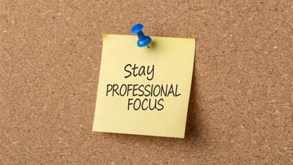 Motivational Sticky Note on Cork Board for Professional Focus