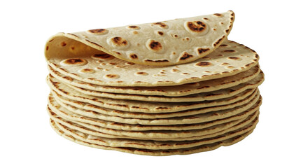 Isolated Stack of Tortillas Ready to Eat or Use in Recipes for Dinner or Lunch, Plain Flavor