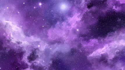 Stunning view of a vibrant purple galaxy with bright stars and cosmic dust in deep space, captu the beauty of the universe and celestial phenomena