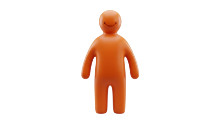 Isolated orange person posing with friendly smiley face and arm outstretched ready for handshake