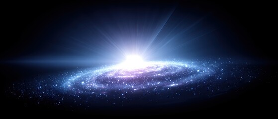 Stunning realistic depiction of a bright white star emerging from a spiral galaxy in deep space with vibrant cosmic dust and stellar glow