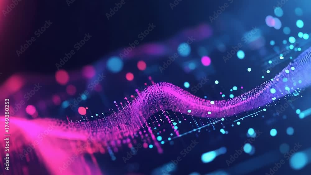 Wall mural digital wave processing data particles abstract background