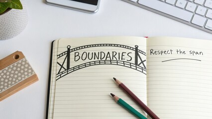 Notebook with Boundaries Illustration and Motivational Message