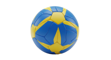 Isolated volleyball in blue and yellow color scheme ready for a sporting match in the game