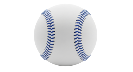 Isolated baseball with blue stitching on a bright surface, ready for play or game day