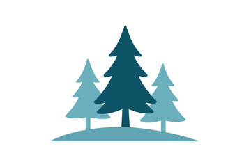 Obraz premium Minimalist group of evergreen trees in cool blue tones standing on a small hill