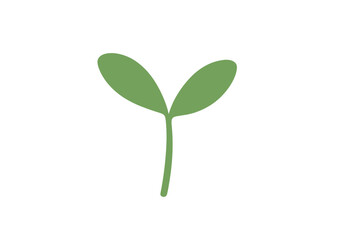 Fototapeta premium Minimalist green seedling sprout with two leaves growing from the ground