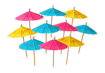 Obraz premium Tropical cocktail umbrella set for enhancing homemade tiki drinks.