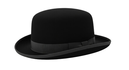 Isolated dark bowler hat, classic formal headwear for gentleman or performer, elegant accessory